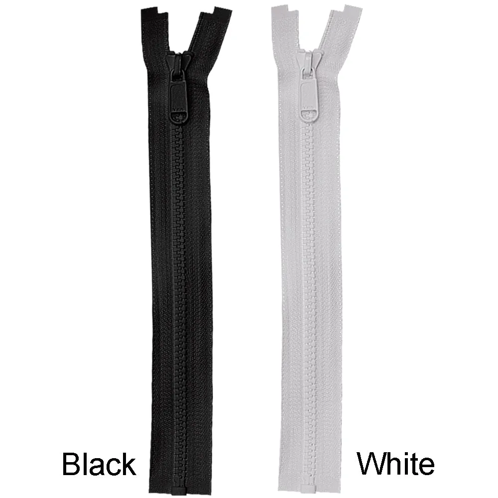 #5 YKK Black/White Vislon Open-End Double Pull Slider Zipper