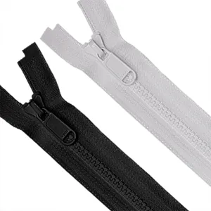 #5 YKK Black/White Vislon Open-End Double Pull Slider Zipper