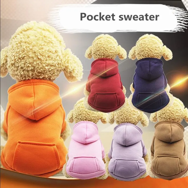 Autumn and winter warm pocket sweater dog hoodies two feet sports pet clothes dog coat for winter