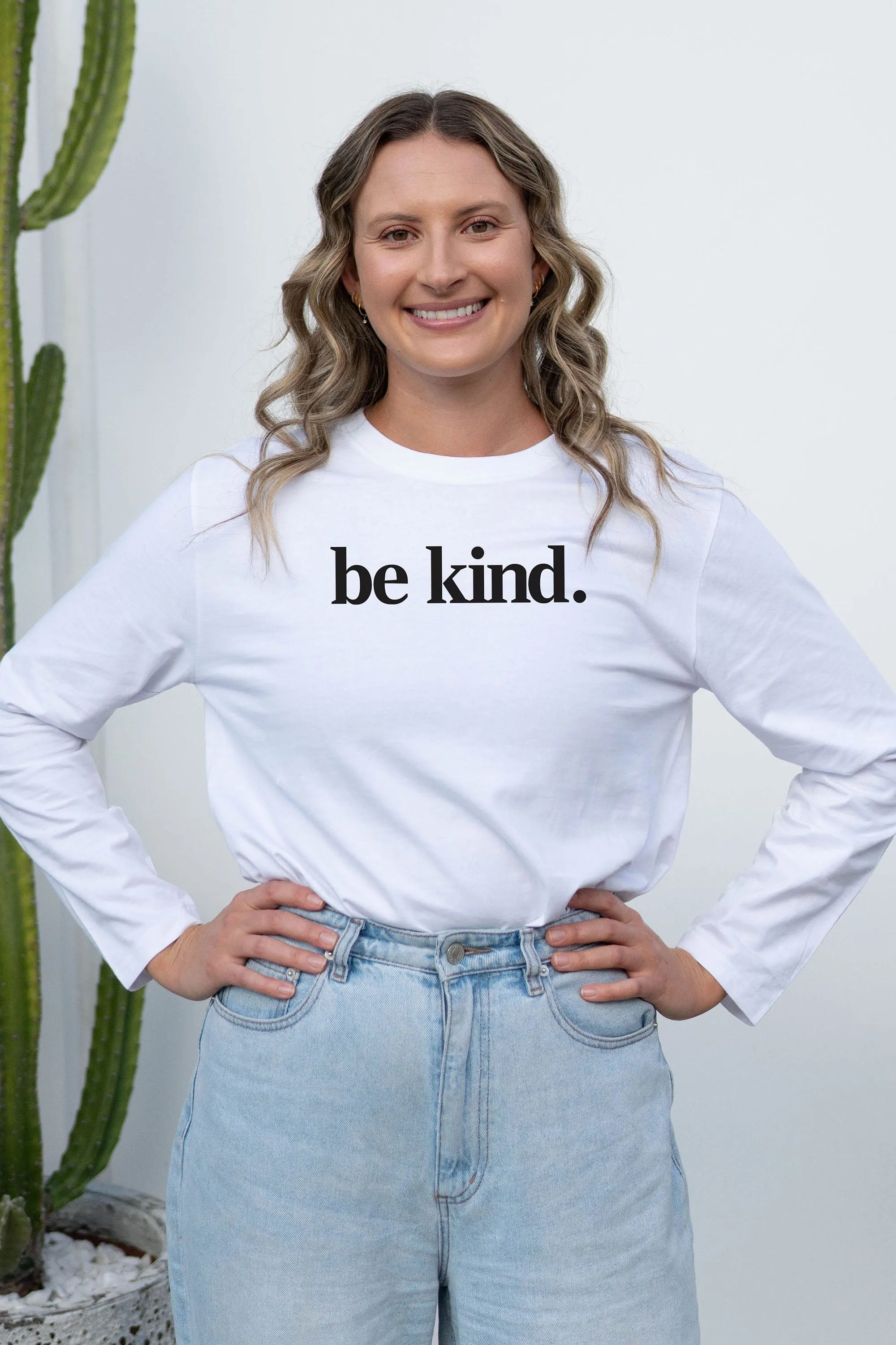 Be Kind. Long Sleeve T-Shirt White