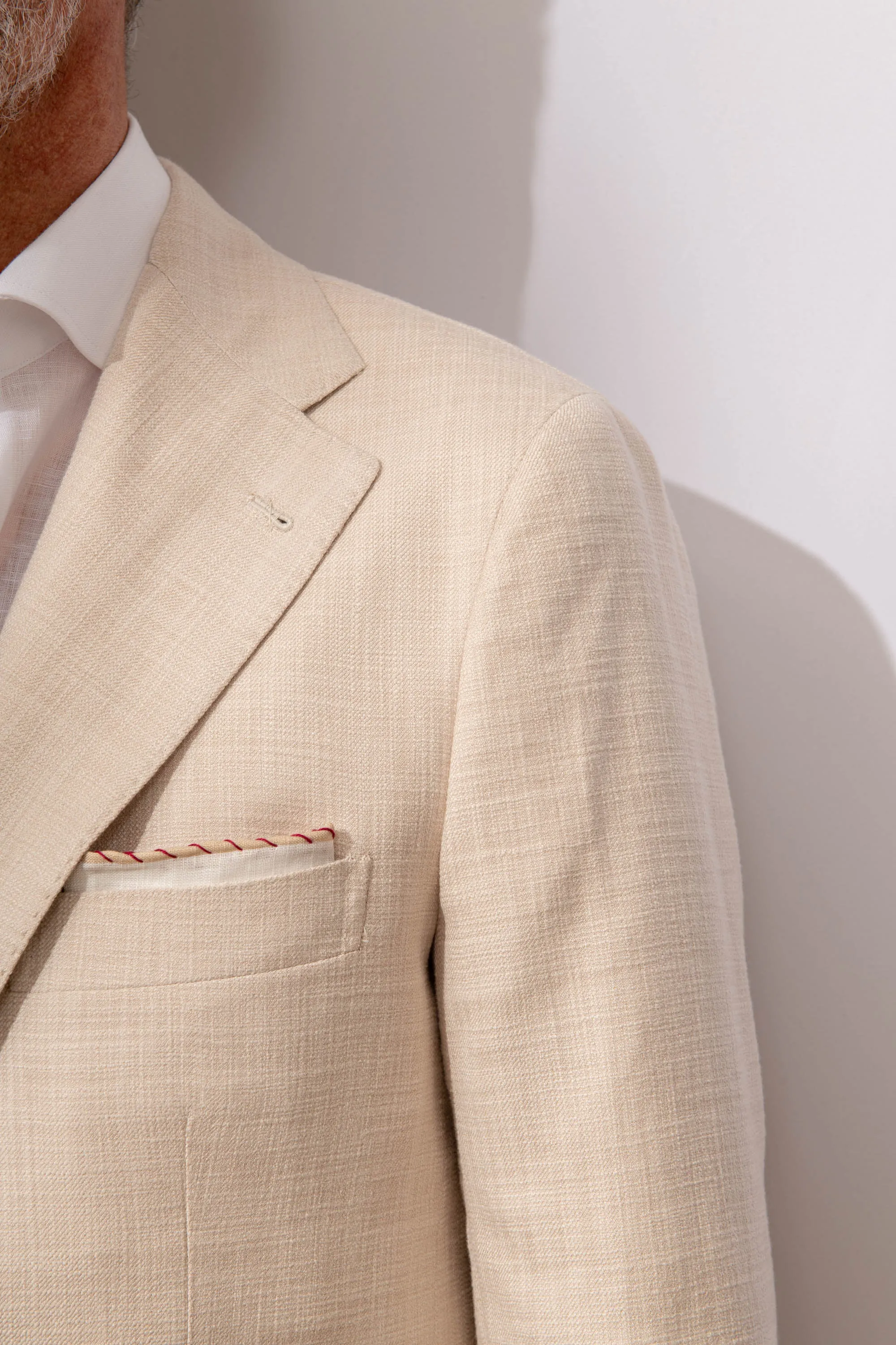 Beige jacket in Loro piana cotton and silk - Made in Italy