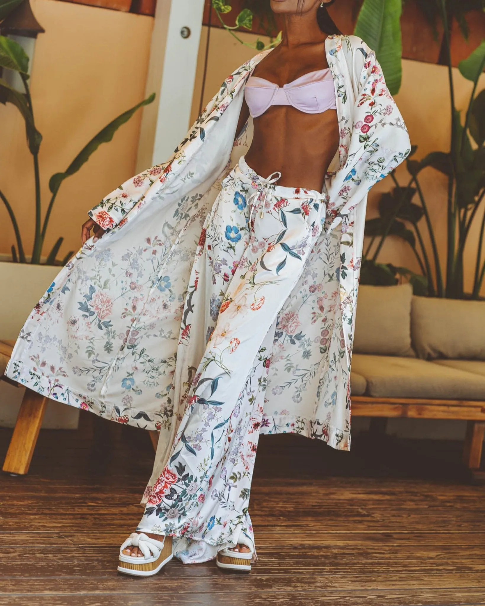 Bloom White Floral Pants