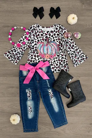 Cheetah Pumpkin Denim Pant Set