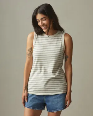 Classic Cotton Muscle Tank Striped - Turtledove Eucalyptus