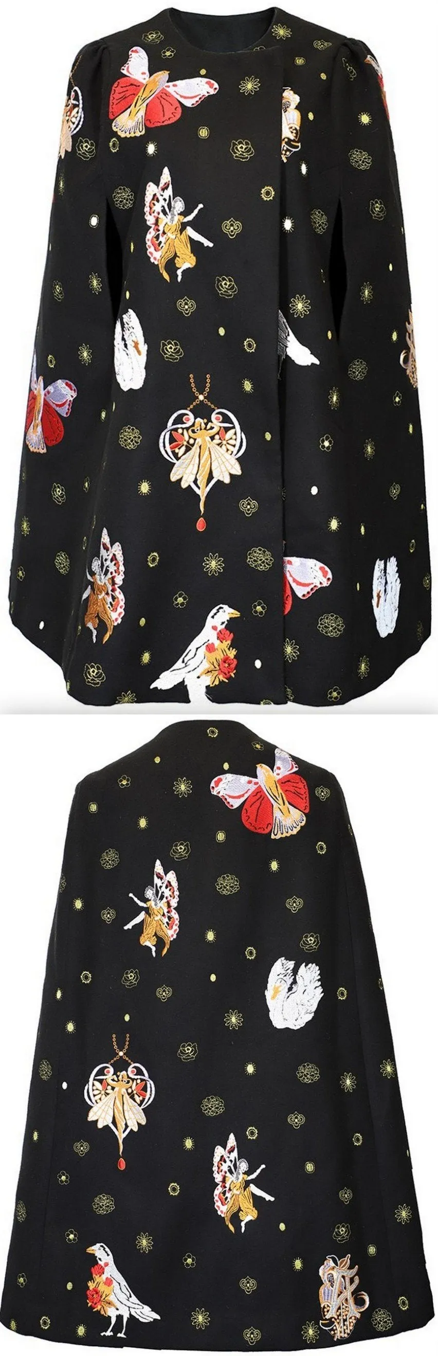 Embroidered Cape Coat