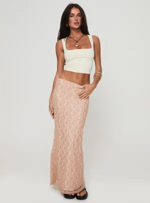 Gallego Lace Maxi Skirt Pink