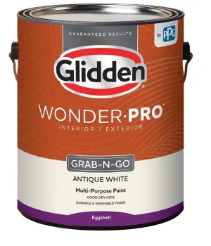 Glidden Wonder-Pro GLWP31AW/01 Interior/Exterior Paint, Eggshell Sheen, Antique White, 1 gal :GAL: QUANTITY: 4