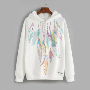 Long Sleeve Seam Drawstring Sweatshirt