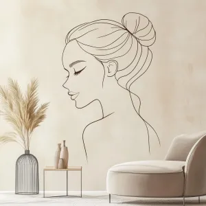 Minimalist Line Art Woman Wall Decal | Elegant Line Drawing Wall Sticker | Removable Modern Art for Living Room, Bedroom, Decor Teen Mural