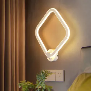 Modern LED Acrylic Wall Lamp for Bedside with Rhombus Frame