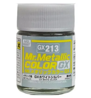 Mr. Hobby GX213 Mr. Metallic Color GX White Silver Lacquer Paint 18ml