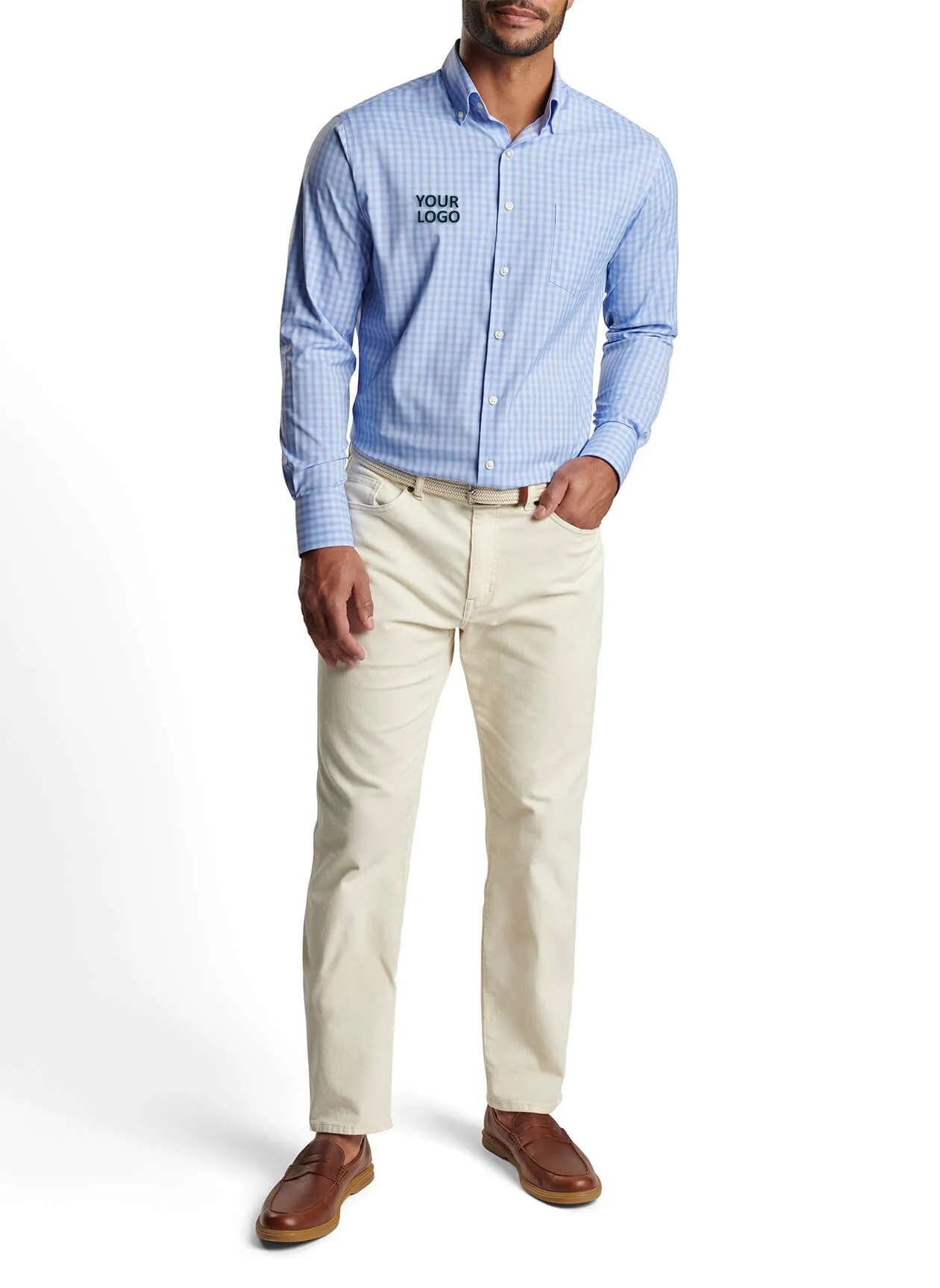 Peter Millar Hawkes Performance Twill Custom Sport Shirts, Wisteria