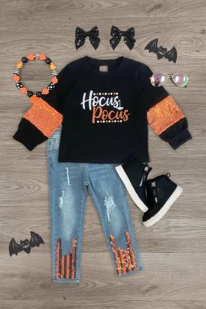 "Hocus Pocus" Sequin Denim Pant Set