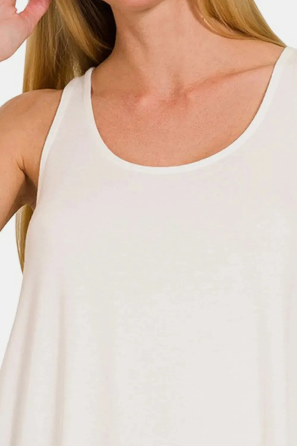 Round Neck Flowy Hem Tank