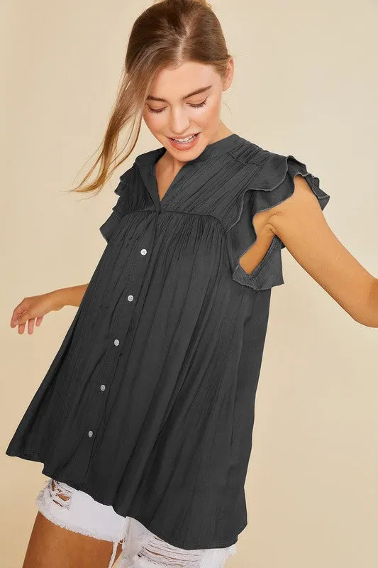 Ruffle Sleeve Flowy Tunic Top