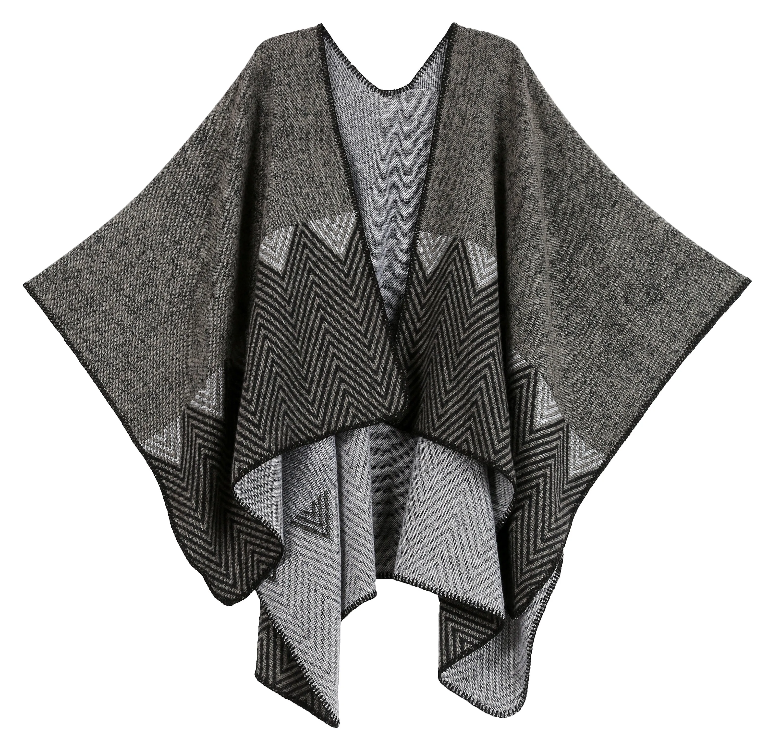 Sakkas Lupe Womens Reversible Poncho Wrap Cape Shawl Sweater Coat Cardigan Pattern