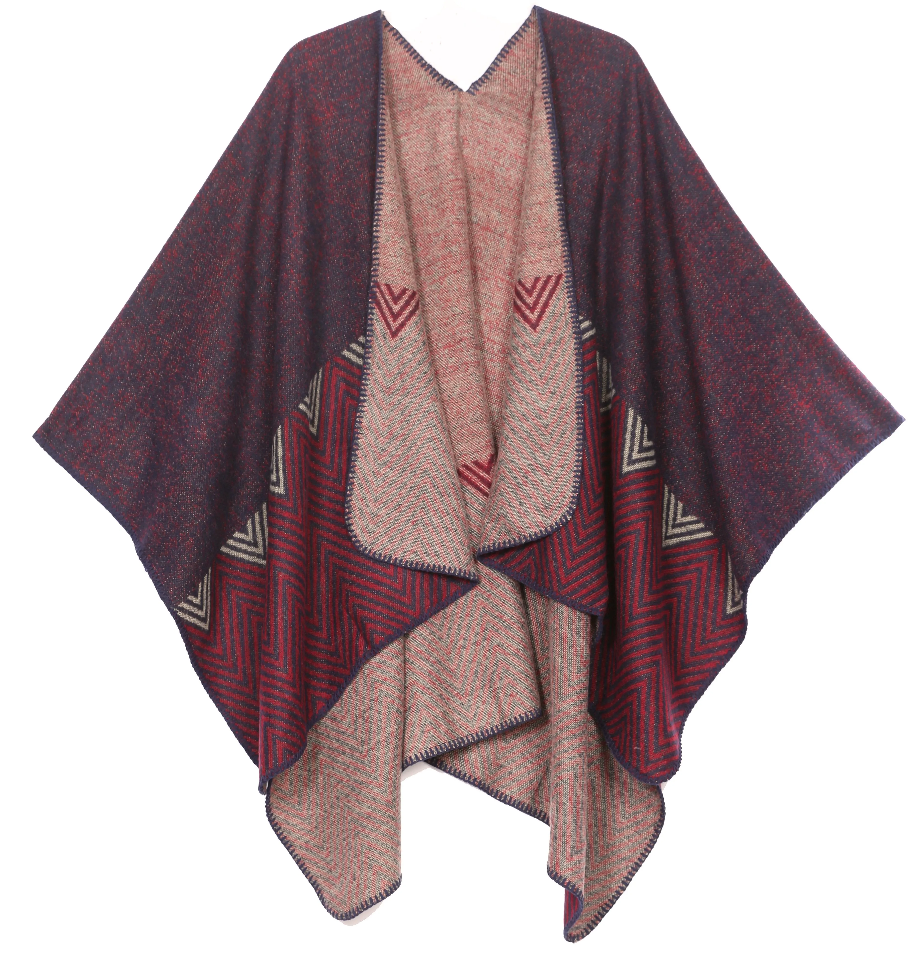 Sakkas Lupe Womens Reversible Poncho Wrap Cape Shawl Sweater Coat Cardigan Pattern