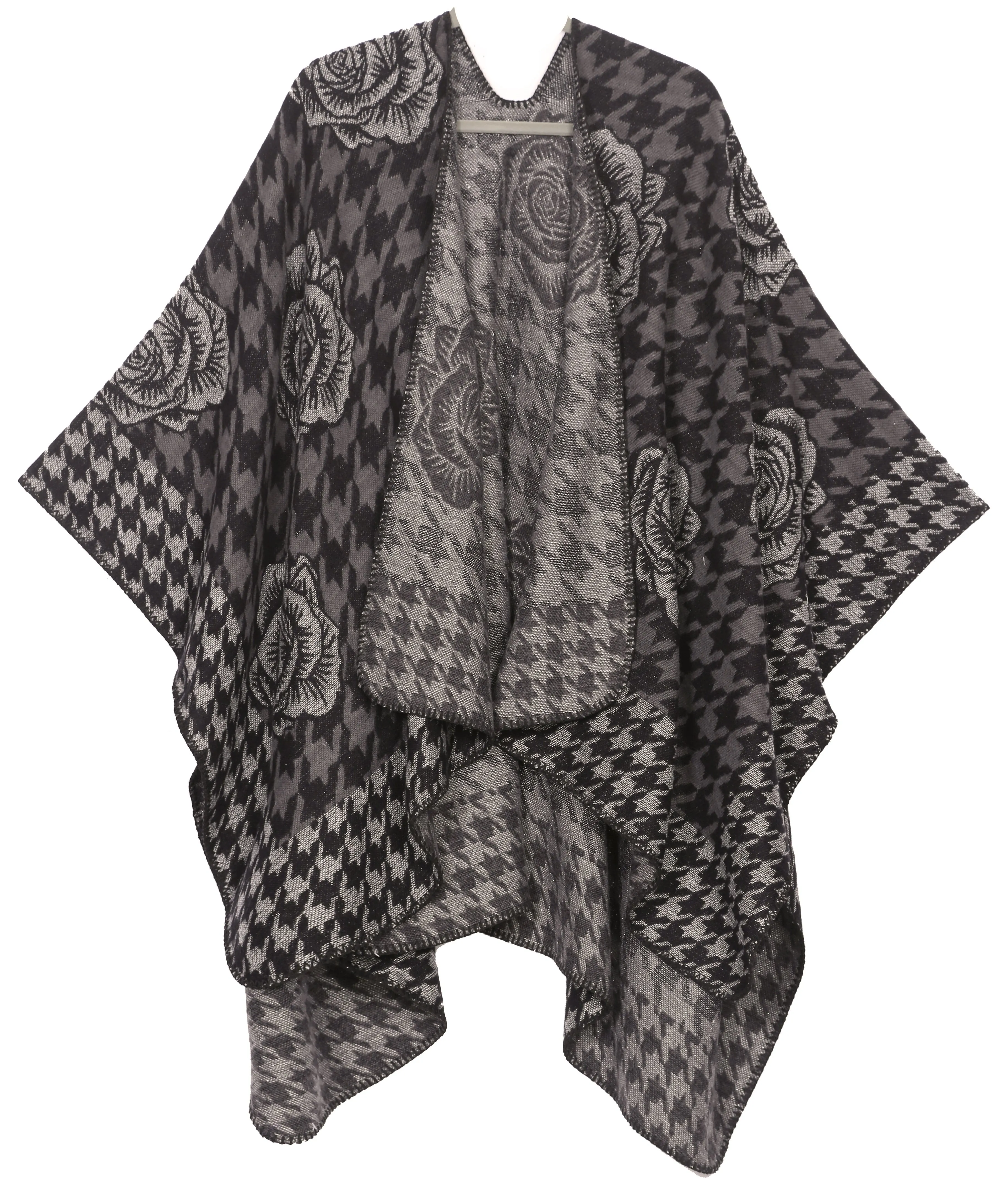 Sakkas Lupe Womens Reversible Poncho Wrap Cape Shawl Sweater Coat Cardigan Pattern