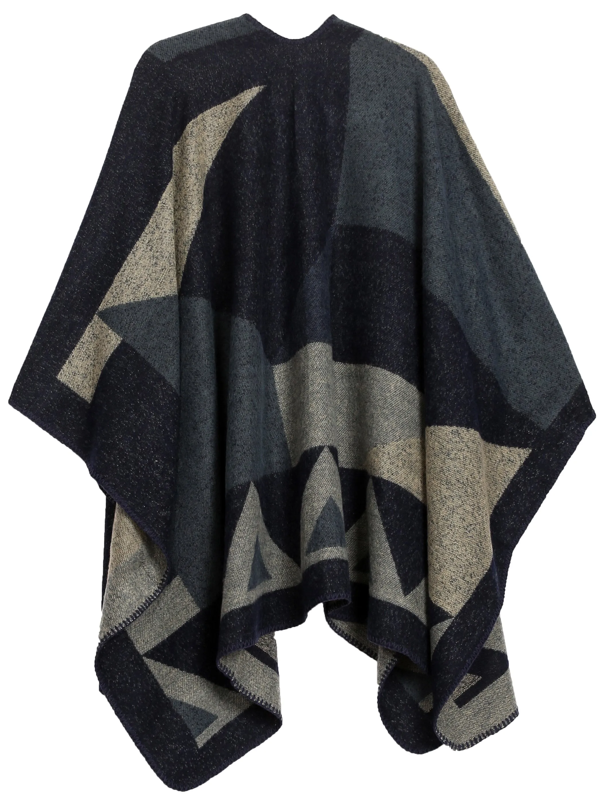 Sakkas Mari Women's Reversible Large Poncho Shawl Wrap Scarf Cape Ruana Blanket