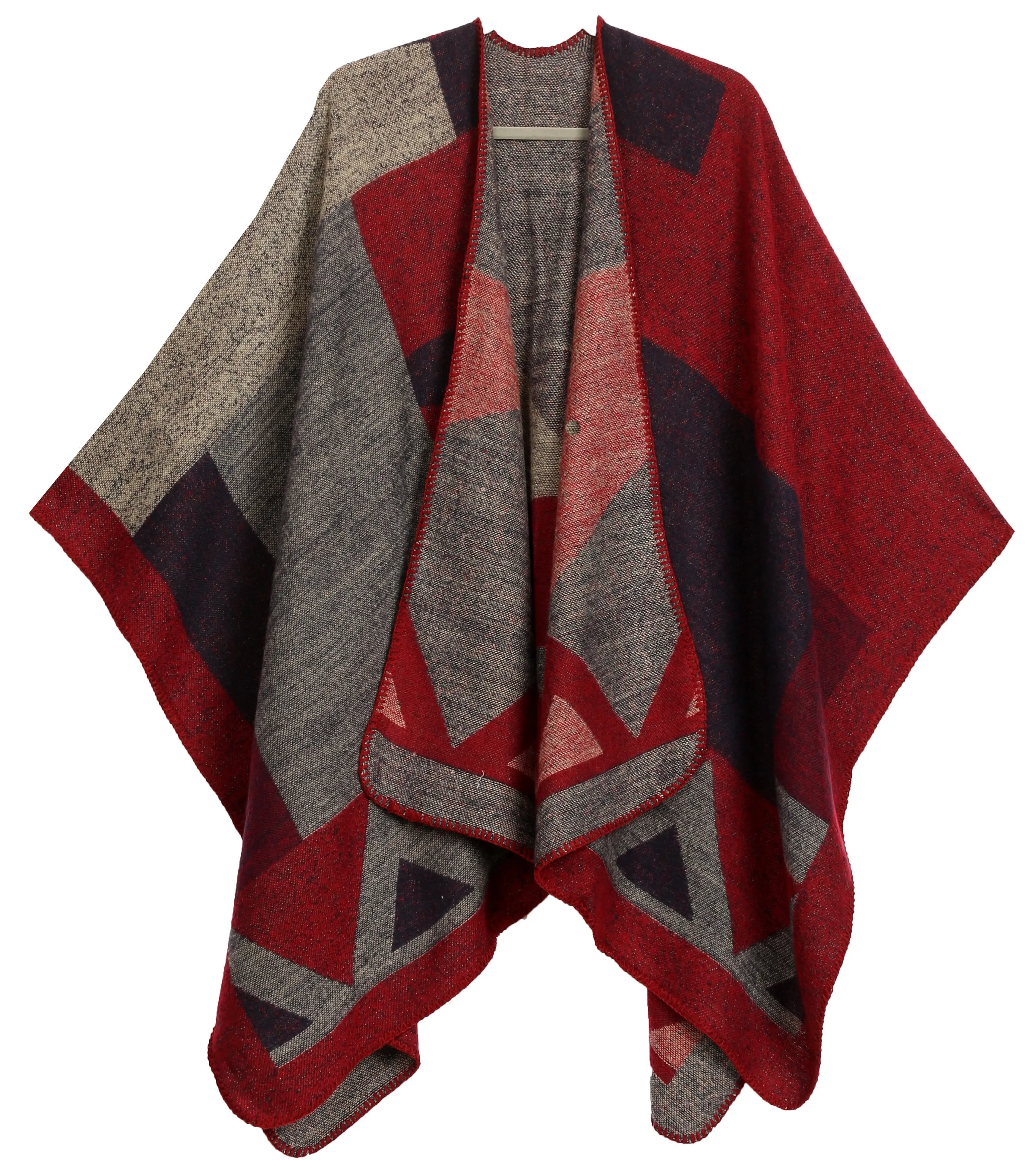 Sakkas Mari Women's Reversible Large Poncho Shawl Wrap Scarf Cape Ruana Blanket