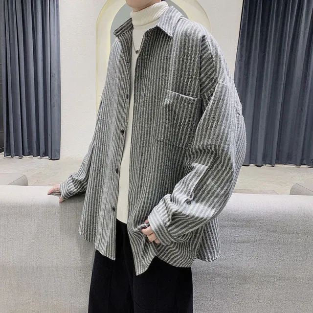 Simple Retro Check Jacket Tide Boy Japanese Street Autumn And Winter Wild Plaid Jacket Thick Shirt