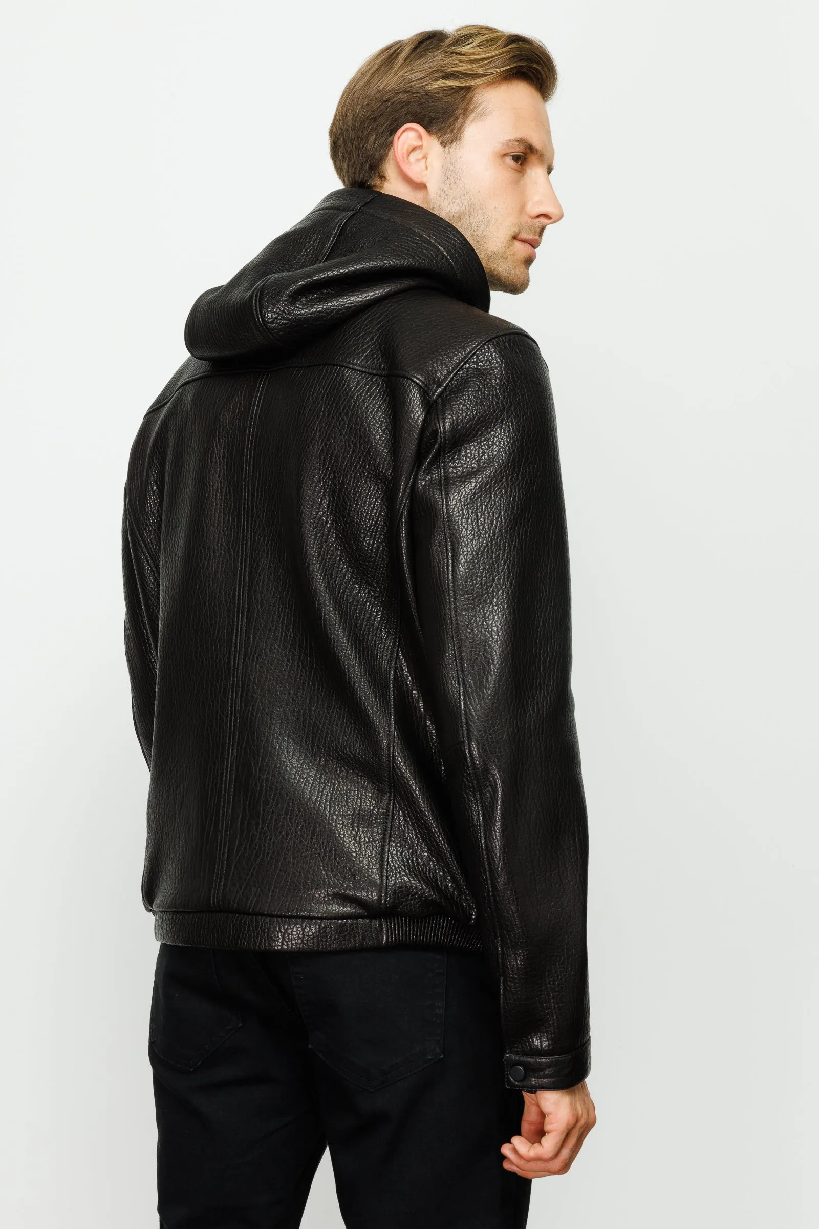 The Byron Ribi Black Leather Men Jacket