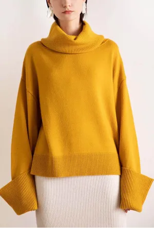 Turtleneck Casual Pullover Wool Blend Sweater