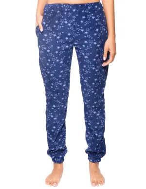 Women's Premium Microfleece Jogger Lounge Pant - Starry Nights Blue